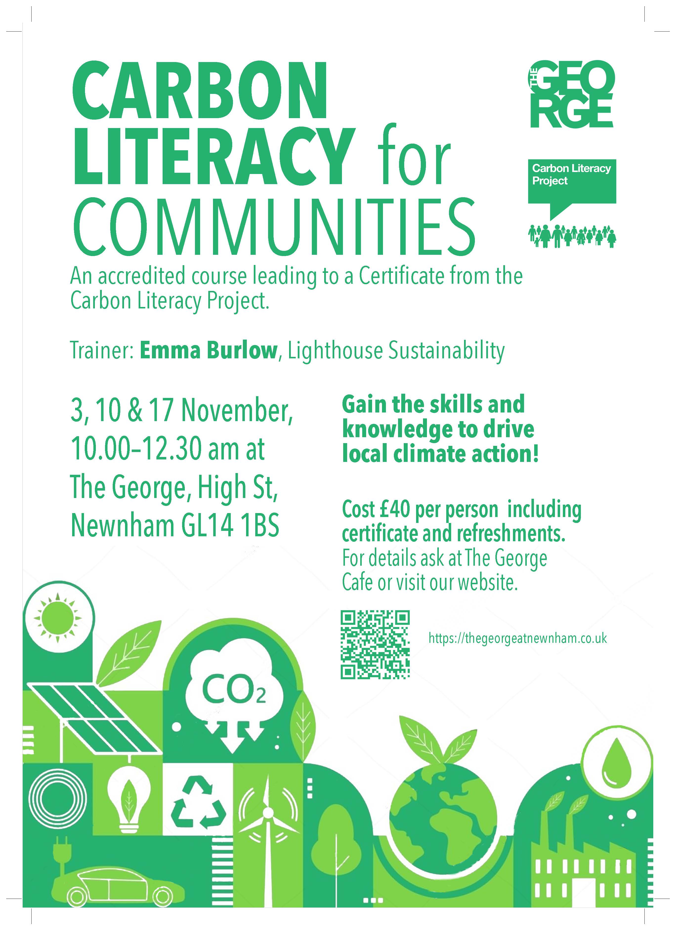 Carbon Literacy for Communities 3,10 & 17th November 10am-12.30pm @ The George, Newnham. £40pp to include refreshments and certificate